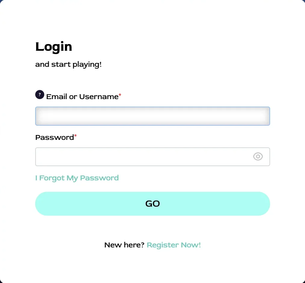 Ocean Breeze Casino login form